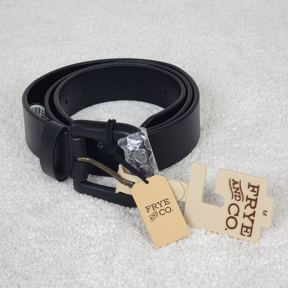 Frye and Co NEW Women's Medium Black Leather Classic Neutral Minimalist‎ Belt